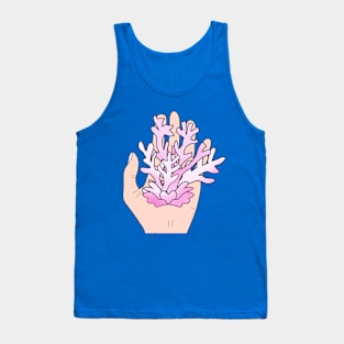 corals in hand, drawing art in save the planet concept. Tank Top